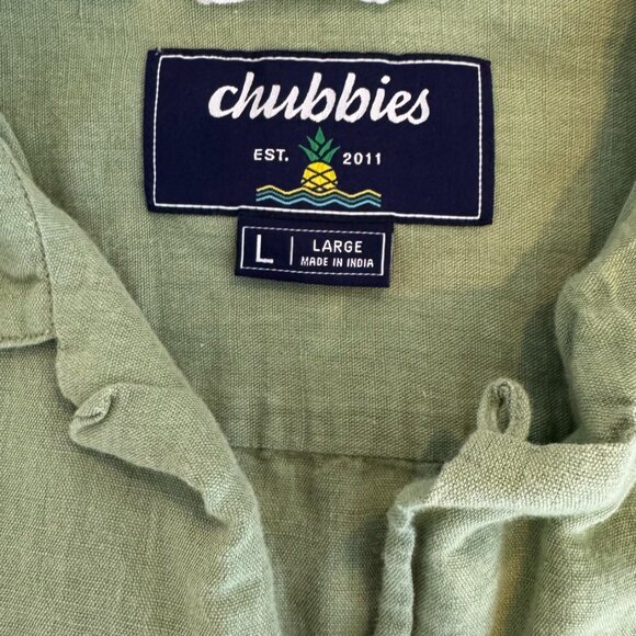 Chubbies short sleeve button down, Large, Green - Picture 3 of 3
